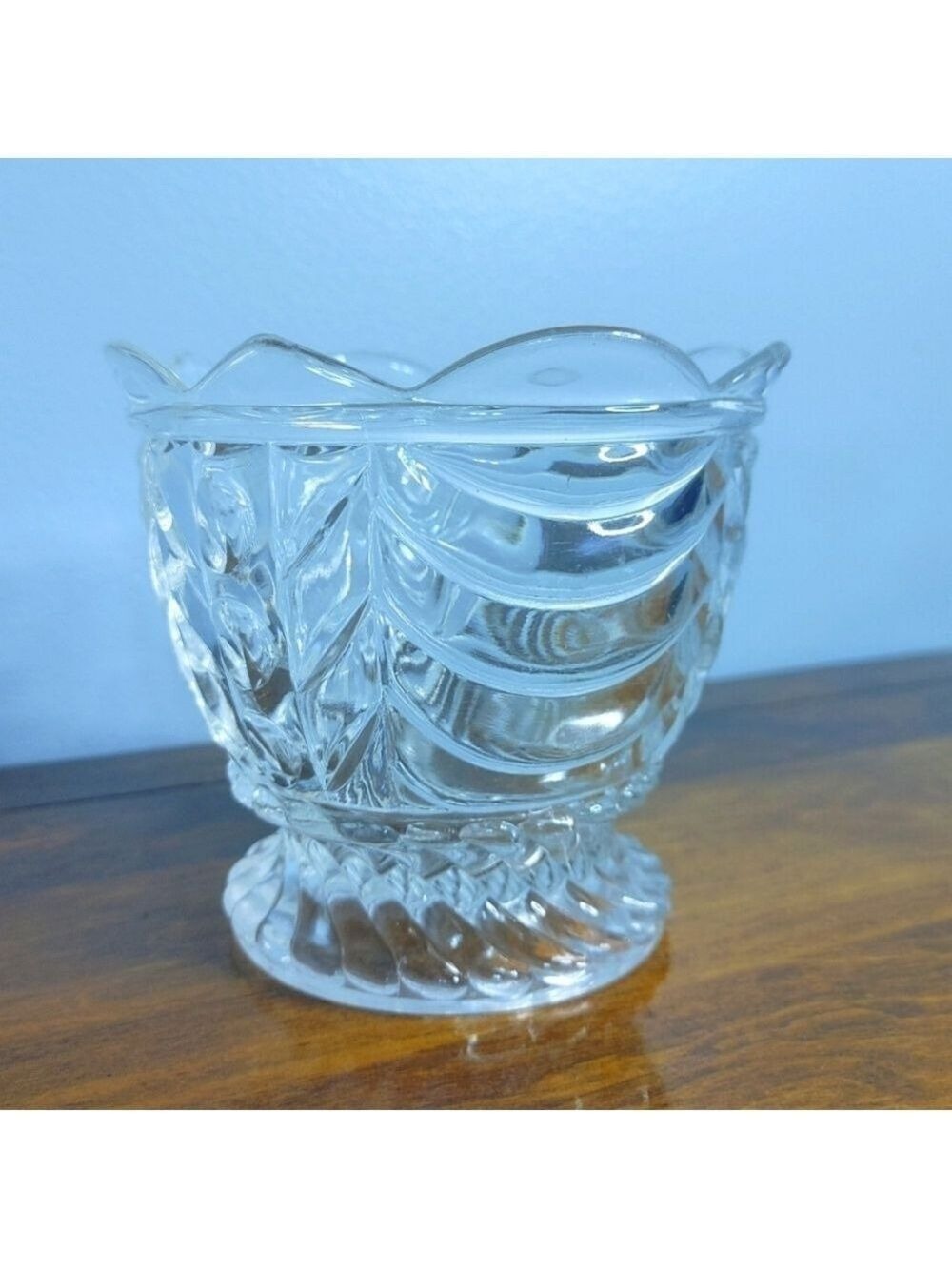 Antique Victorian 1888 Clear Glass Celery Vase Perfect Vintage Condition